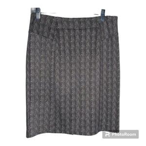 Michael Kors Black White Herringbone Pencil Skirt 8